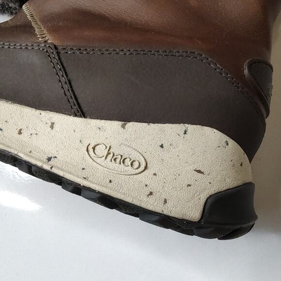 Chaco ‘Borealis’ Mink & Leather Mid Waterproof Boot in Brown & Cream Size 6 - Picture 6 of 15